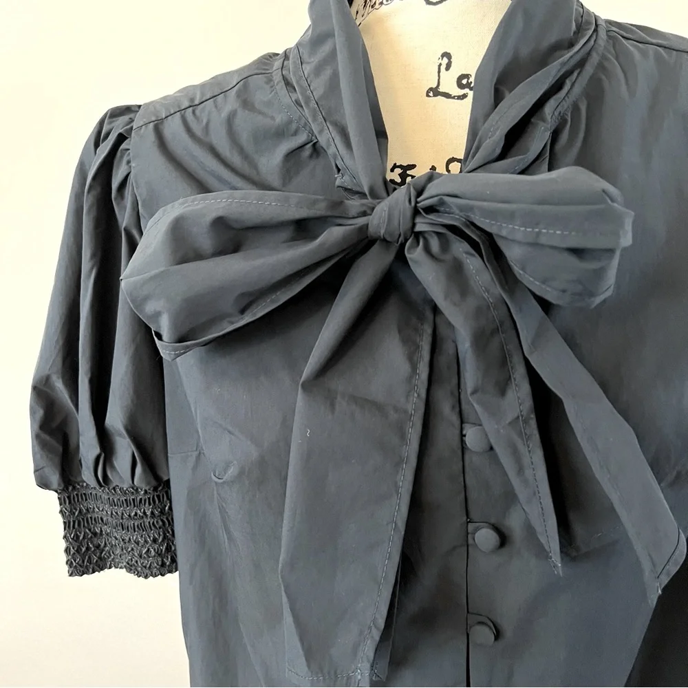Cartolina Nantucket Peggy short sleeve blouse top Ladies size xs Navy blue - Picture 3 of 10